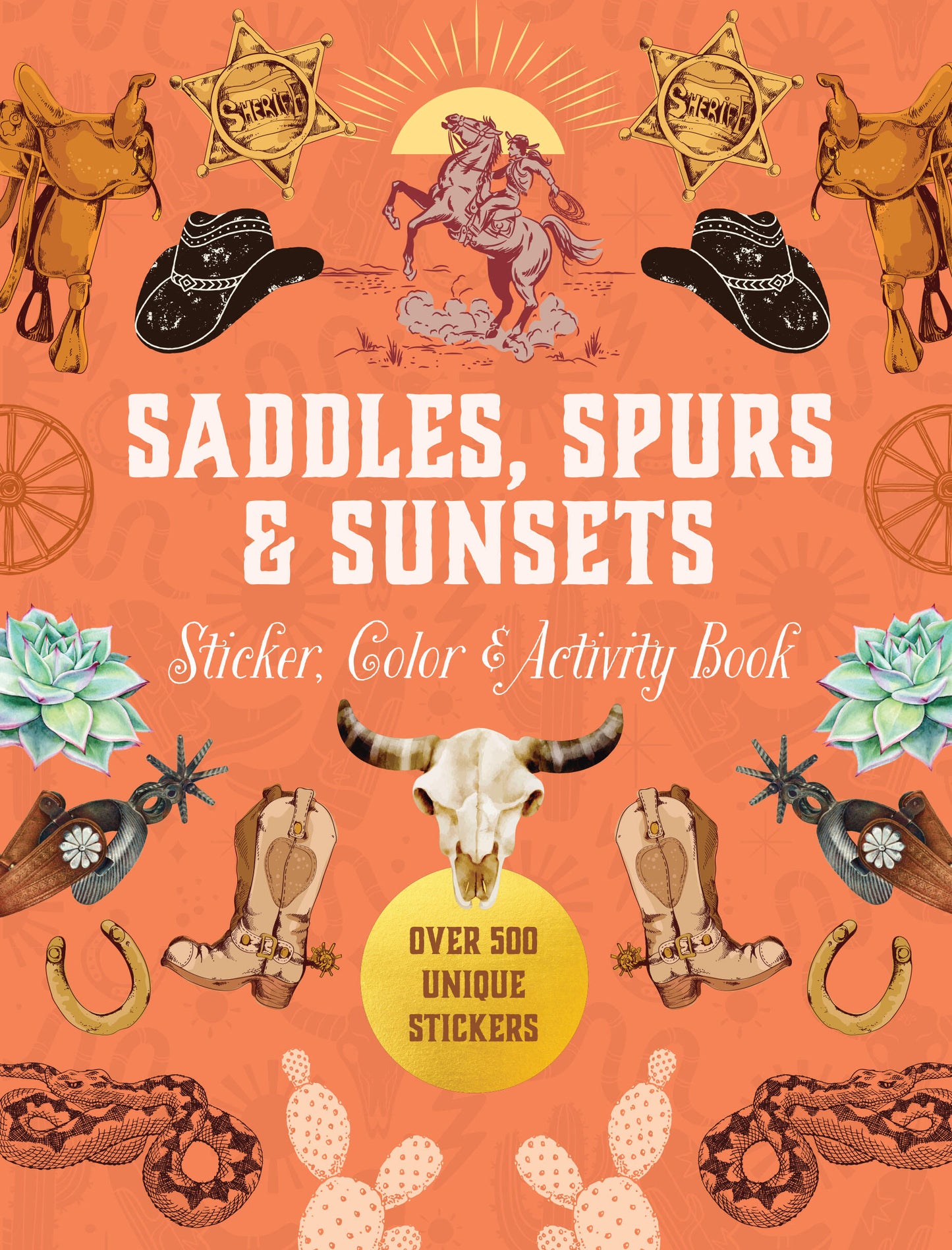 Saddles, Spurs & Sunsets Sticker, Color & Activity Book