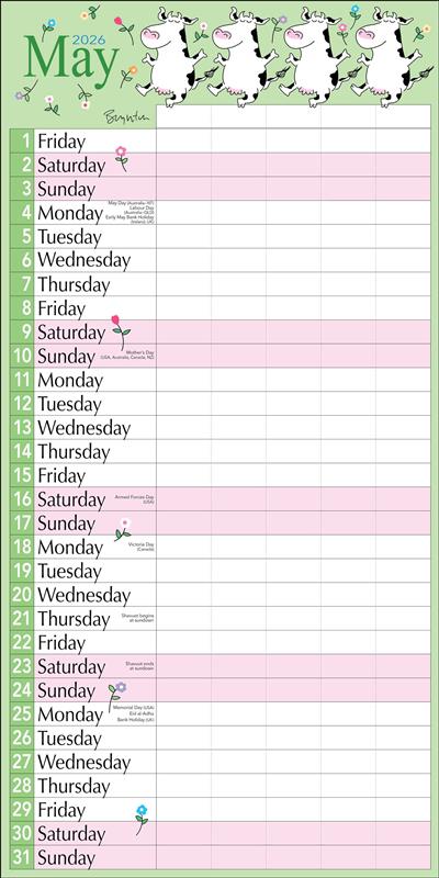 Sandra Boynton's 17-Month 2025-2026 My Family Wall Calendar