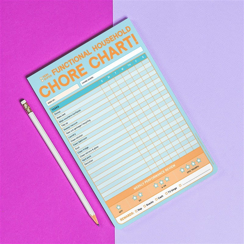Chore Chart Big & Sticky Notepad - Sticky Chore Tracker Pad (40 Sheets, 9.75 x 7-inches)
