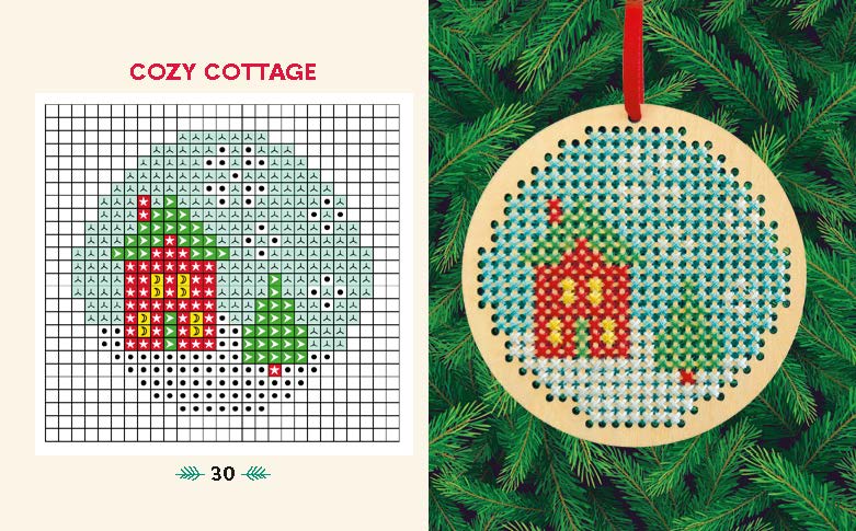 Wooden Christmas Ornaments Cross-Stitch Kit