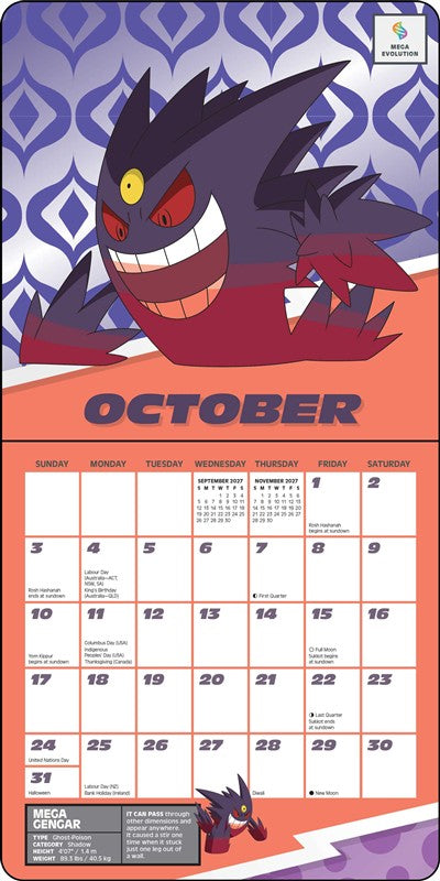 Pokémon 2027 Mini Wall Calendar