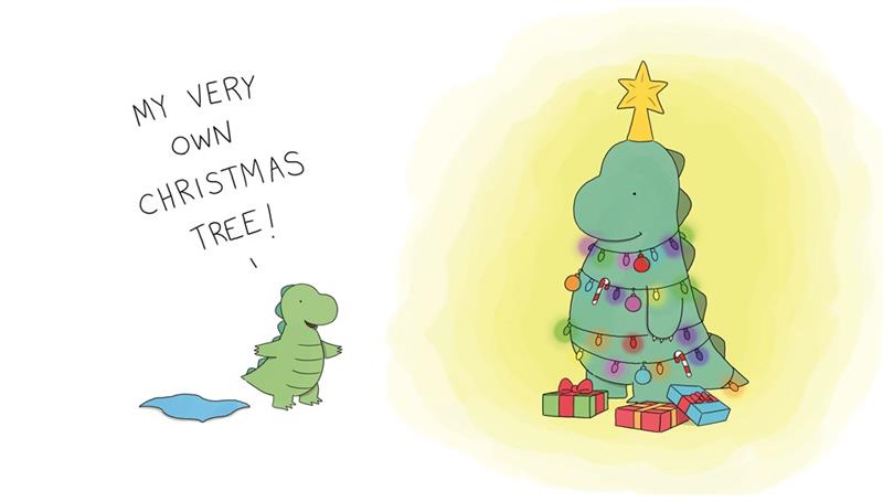 Rory le dinosaure a besoin d'un sapin de Noël