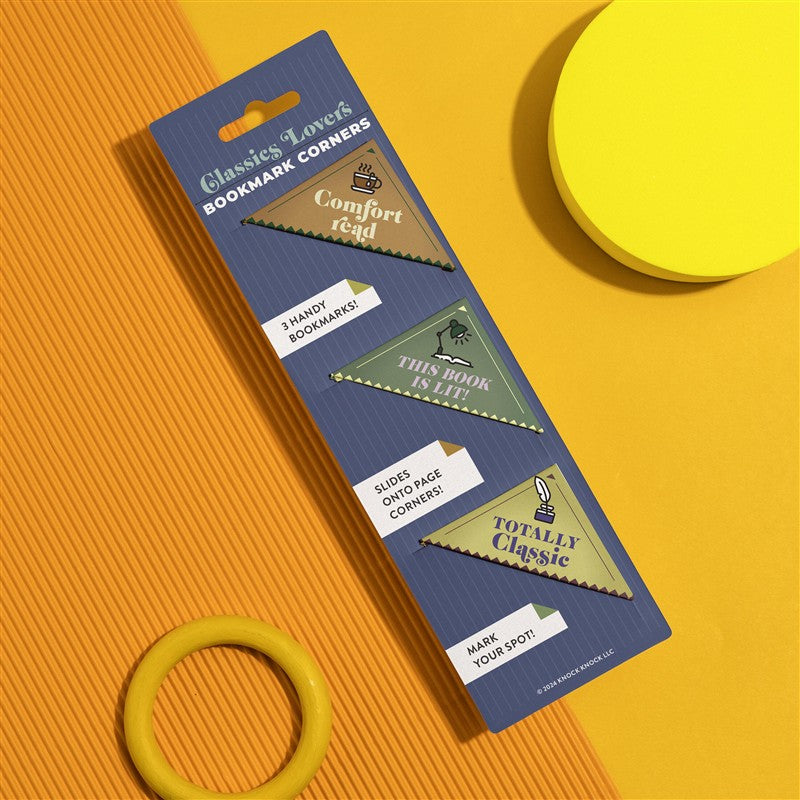 Classics Lovers Bookmark Corners, Set of 3 Unique Cardstock Bookmarks