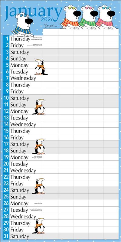 Sandra Boynton's 17-Month 2025-2026 My Family Wall Calendar