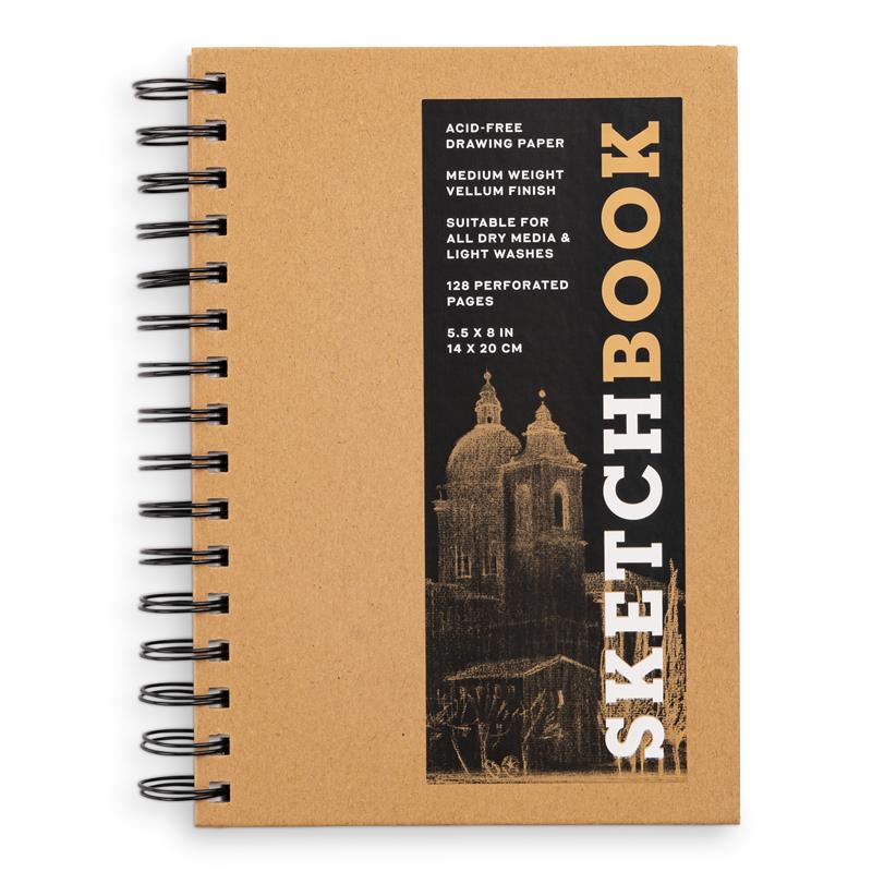 Sketchbook 5.5 x 8" Kraft Spiral Hardcover Mixed Media Sketchbook for Drawing