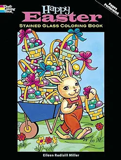 Happy Easter Stained Glass Coloring Book