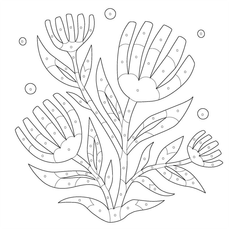 Folksy Florals: A Monochrome Coloring Book