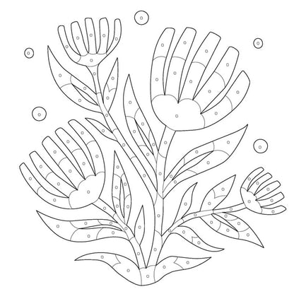 Folksy Florals: A Monochrome Coloring Book