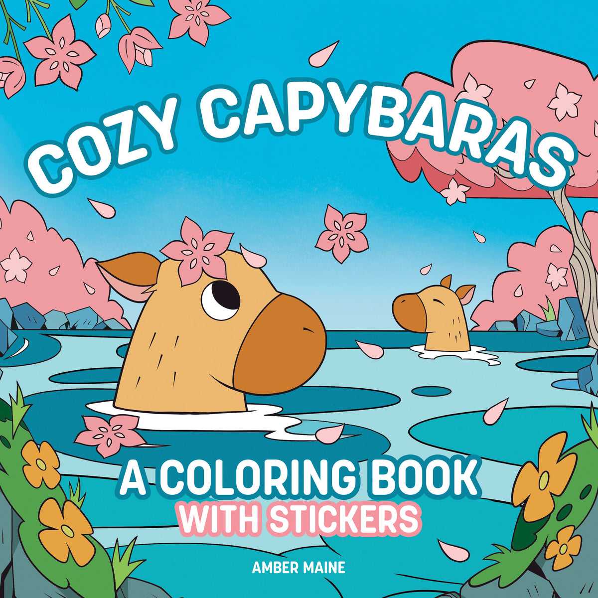 Cozy Capybaras: A Coloring Book with Stickers