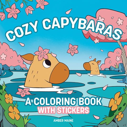 Cozy Capybaras: A Coloring Book with Stickers