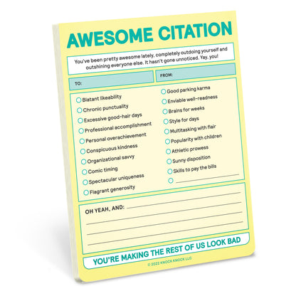 Awesome Citation Nifty Note Pad (Pastel Version)