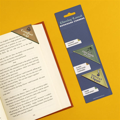 Classics Lovers Bookmark Corners, Set of 3 Unique Cardstock Bookmarks