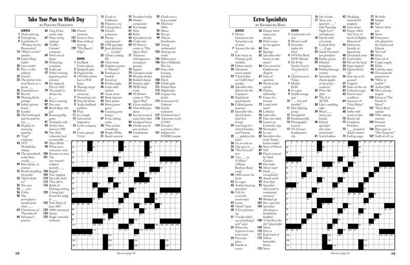 The Wall Street Journal First-Rate Sunday Crosswords