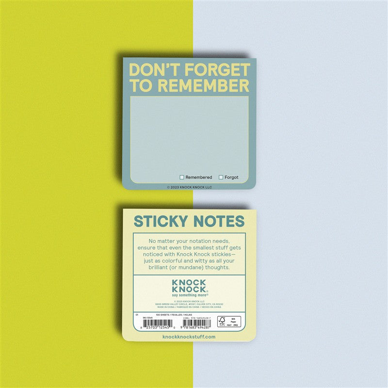 Don't Forget to Remember Sticky Note