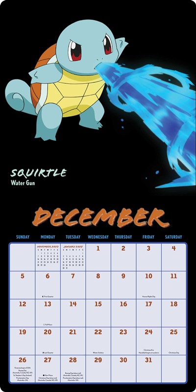 Pokémon Moves 2027 Wall Calendar