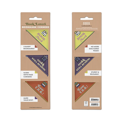 Book Lovers Bookmark Corners, Set of 3 Unique Cardstock Bookmarks