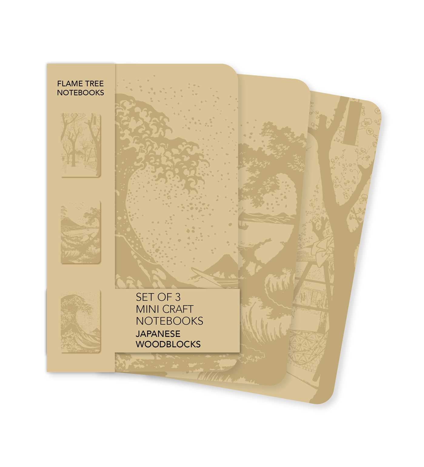 Japanese Woodblocks Set of 3 Mini Craft Notebooks