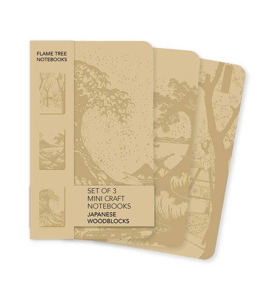 Japanese Woodblocks Set of 3 Mini Craft Notebooks