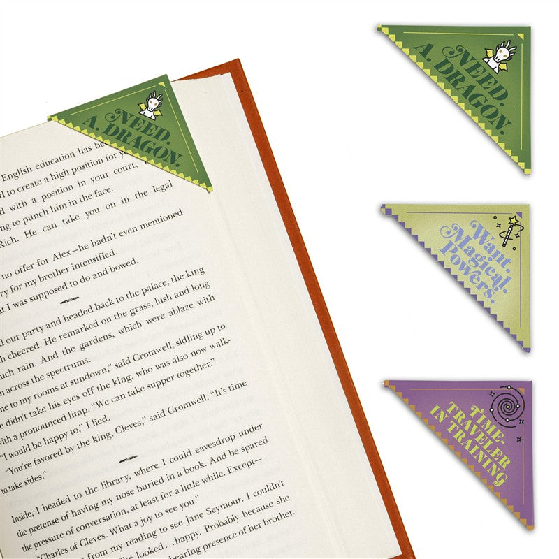 Fantasy Lovers Bookmark Corners, Set of 3 Unique Cardstock Bookmarks