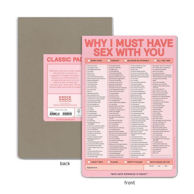 Why I Must Have Sex With You Checklist Pad (Second Edition)