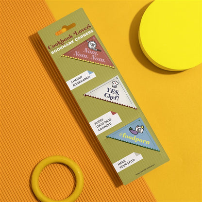 Cookbook Lovers Bookmark Corners, Set of 3 Unique Cardstock Bookmarks