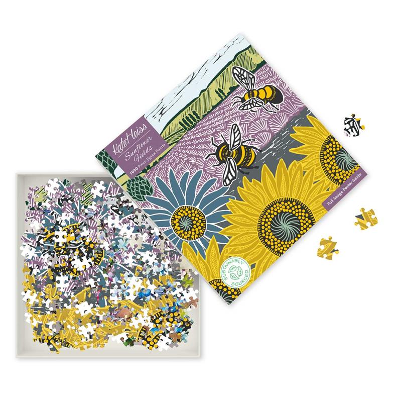 Adult Sustainable Jigsaw Puzzle Kate Heiss: Sunflower Fields