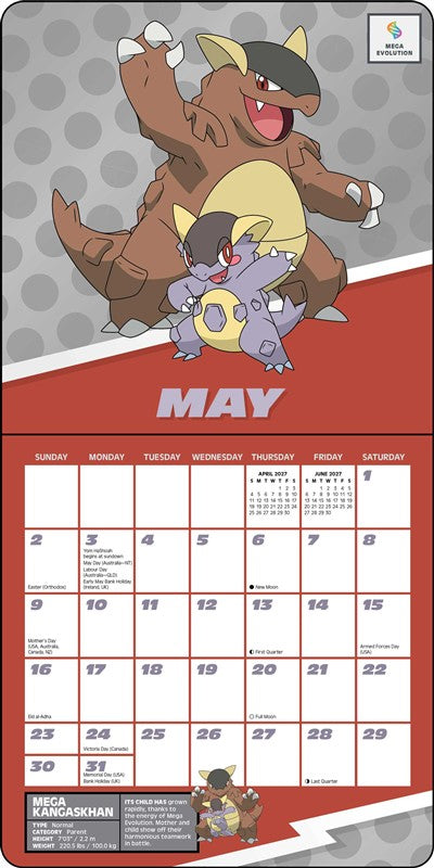 Pokémon 2027 Mini Wall Calendar