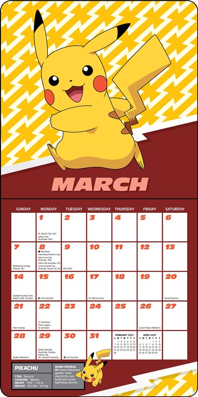 Pokémon 2027 Mini Wall Calendar