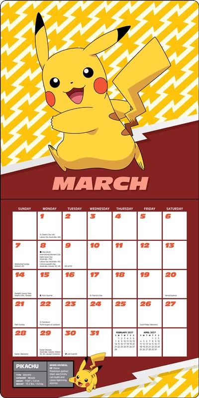 Pokémon 2027 Wall Calendar