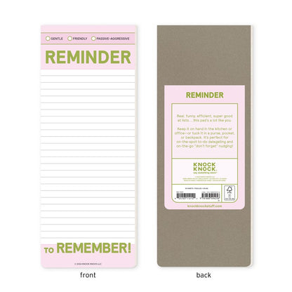 Reminder to Remember Make-a-List Pad