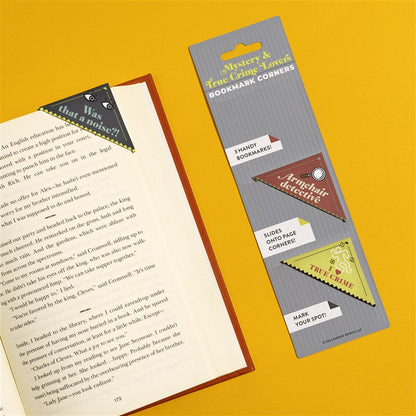 Mystery &amp; True Crime Lovers Bookmark Corners, Set of 3 Unique Cardstock Bookmarks