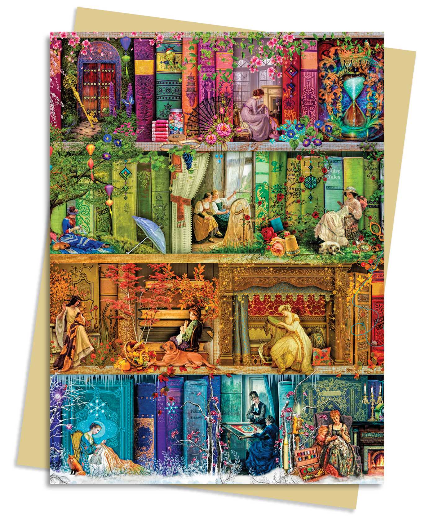 Aimee Stewart: A Stitch in Time Bookshelf Greeting Card Pack