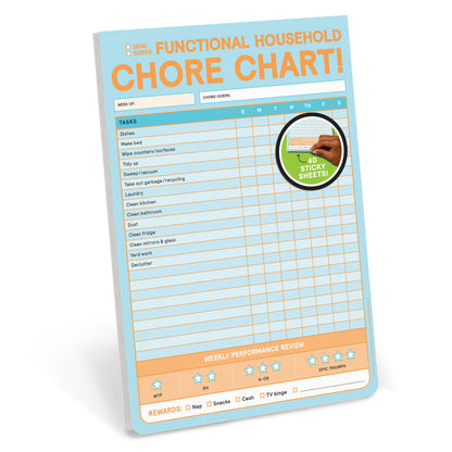 Chore Chart Big &amp; Sticky Notepad - Sticky Chore Tracker Pad (40 Sheets, 9.75 x 7-inches)