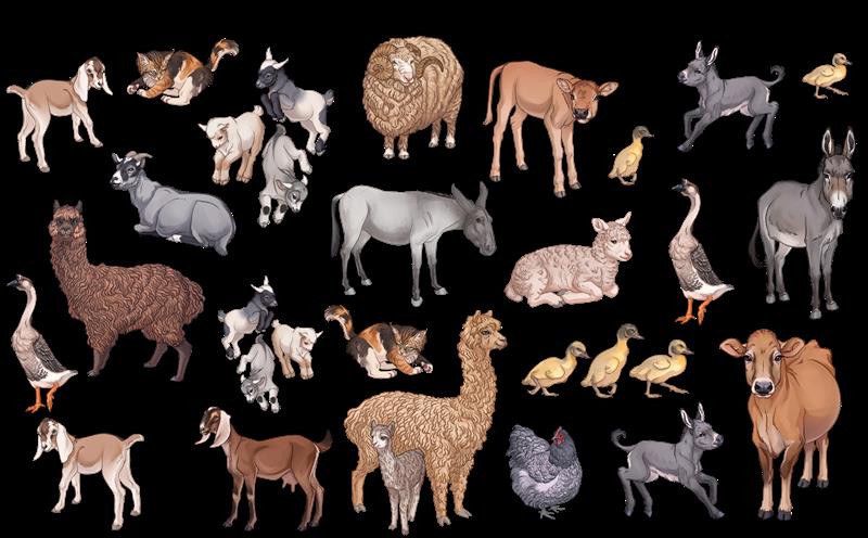 Busy Barnyard of Tattoo Farm Animals