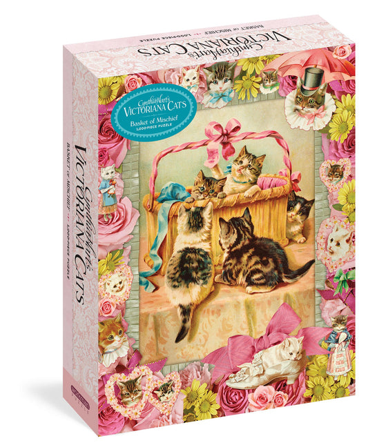 Puzzle de 1 000 pièces : Panier de malices, les chats victoriens de Cynthia Hart