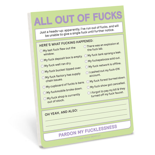 All Out of Fucks Nifty Note