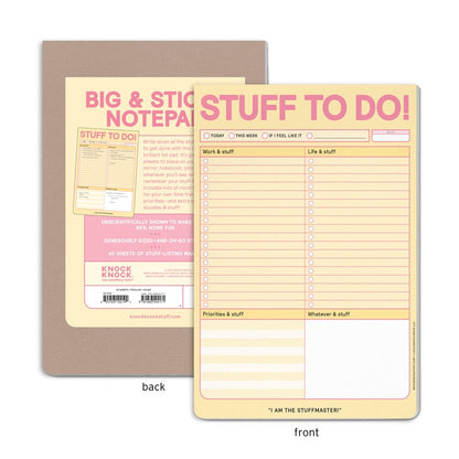 Stuff To Do! Big &amp; Sticky Notepad - Sticky To-Do List Pad (40 Sheets, 9.75 x 7-inches)