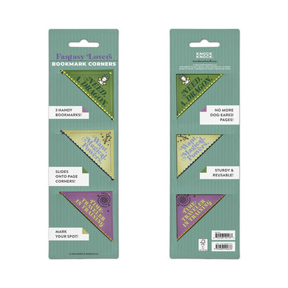 Fantasy Lovers Bookmark Corners, Set of 3 Unique Cardstock Bookmarks