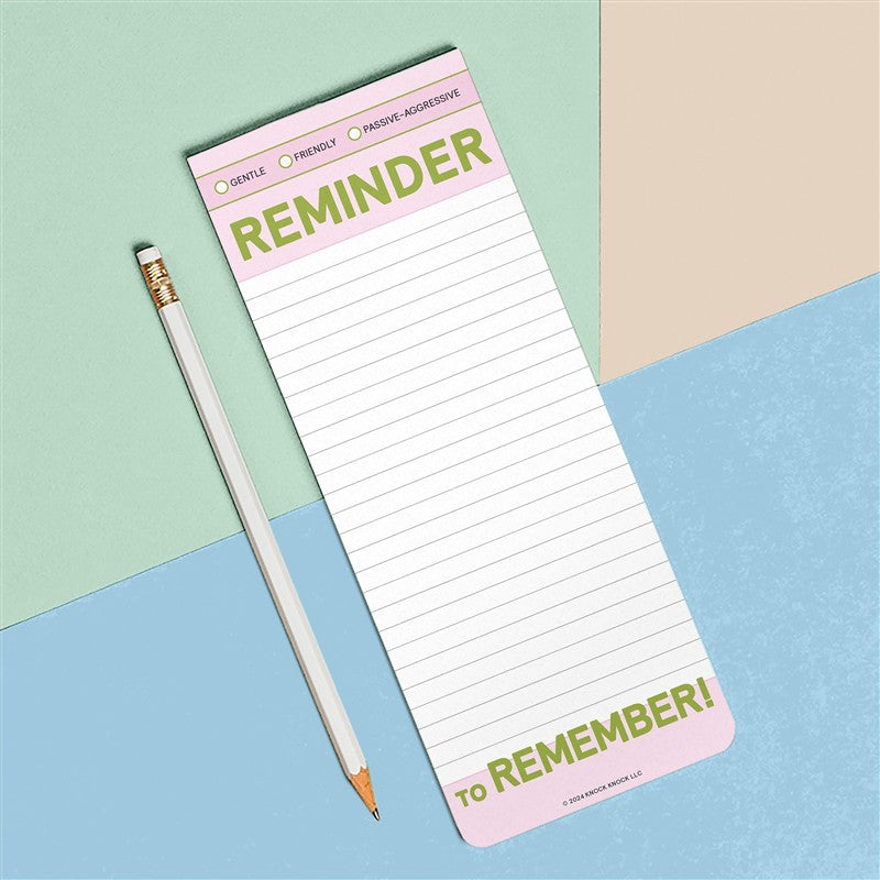 Reminder to Remember Make-a-List Pad