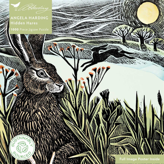 Adult Sustainable Jigsaw Puzzle Angela Harding: Hidden Hares