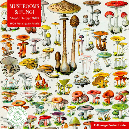 Adult Sustainable Jigsaw Puzzle Mushrooms &amp; Fungi by Adolphe Philippe Millot