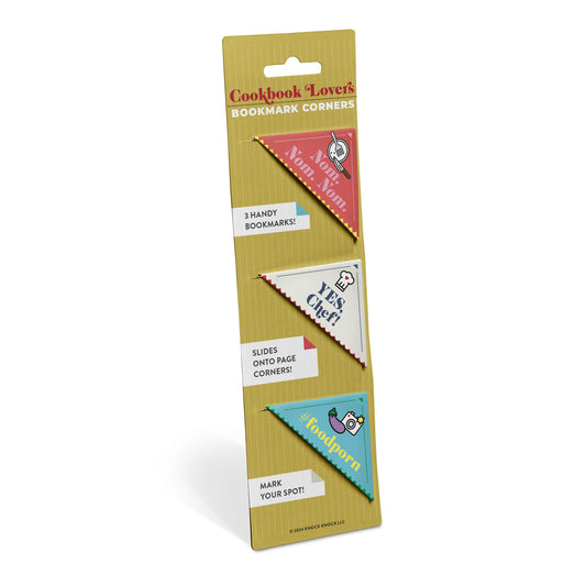 Cookbook Lovers Bookmark Corners, Set of 3 Unique Cardstock Bookmarks
