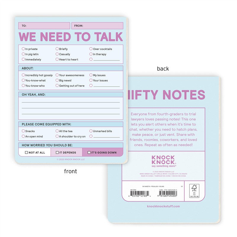 We Need To Talk Nifty Note - Memo Checklist Pad