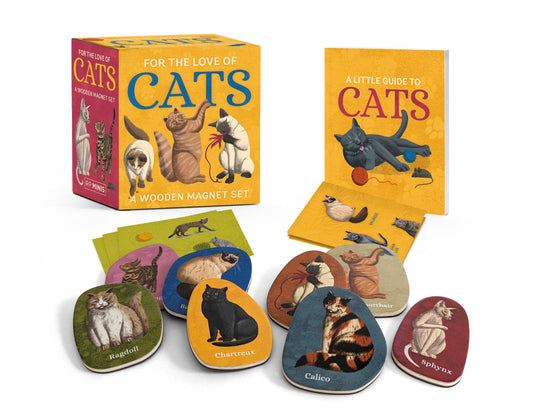 Pour l'amour des chats : un coffret d'aimants en bois