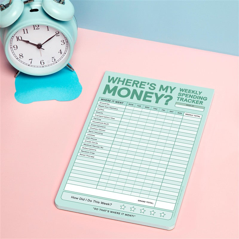 Where's My Money? Weekly Spending Tracker Pad