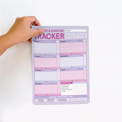 Movement &amp; Exercise Tracker Big &amp; Sticky Notepad - Sticky Fitness Tracker Pad (40 Sheets, 9.75 x 7-inches)
