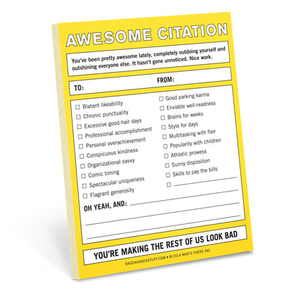 Awesome Citation Nifty Note Pad (Yellow)