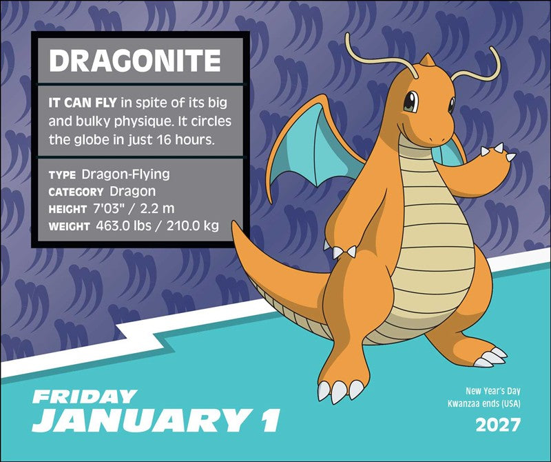 Pokémon 2027 Day-to-Day Calendar