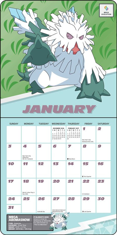 Pokémon 2027 Mini Wall Calendar
