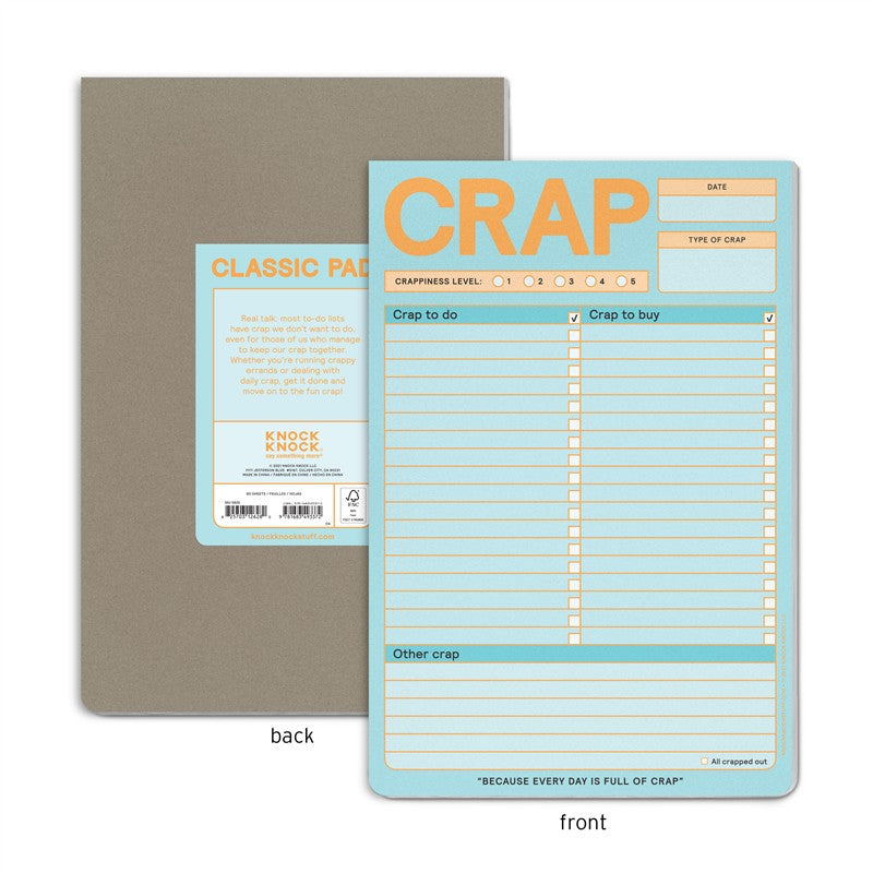 Crap Pad, To Do List Note Pad (Pastel Version)